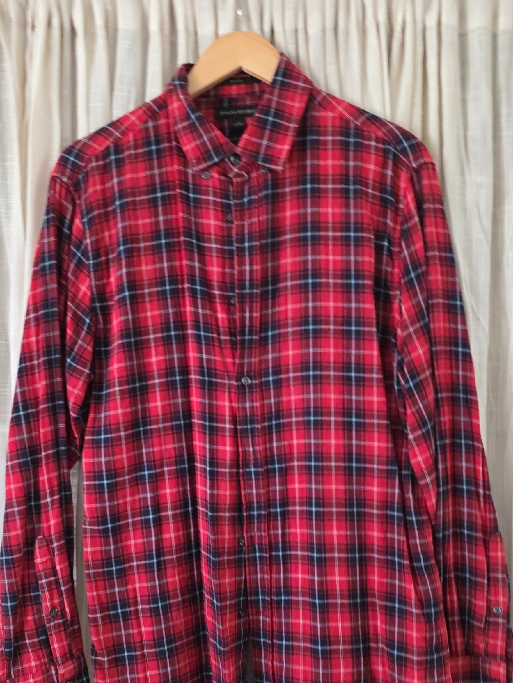 Banana Republic Red and Black Plaid Button-Down Shirt